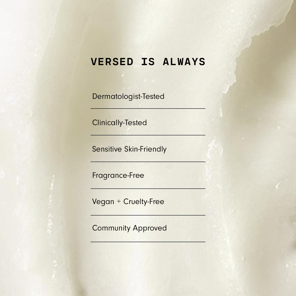 Versed Buff It Out pump-dispense edge adds convenient, mess-free use.