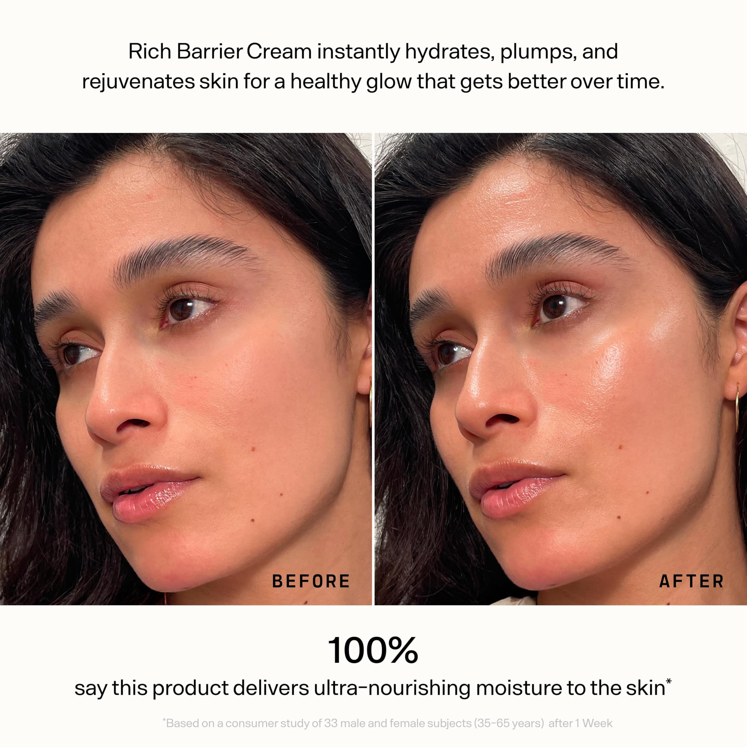 Versed Daily Recovery Rich Barrier Cream applied on hand demonstrates non-greasy layering under makeup.