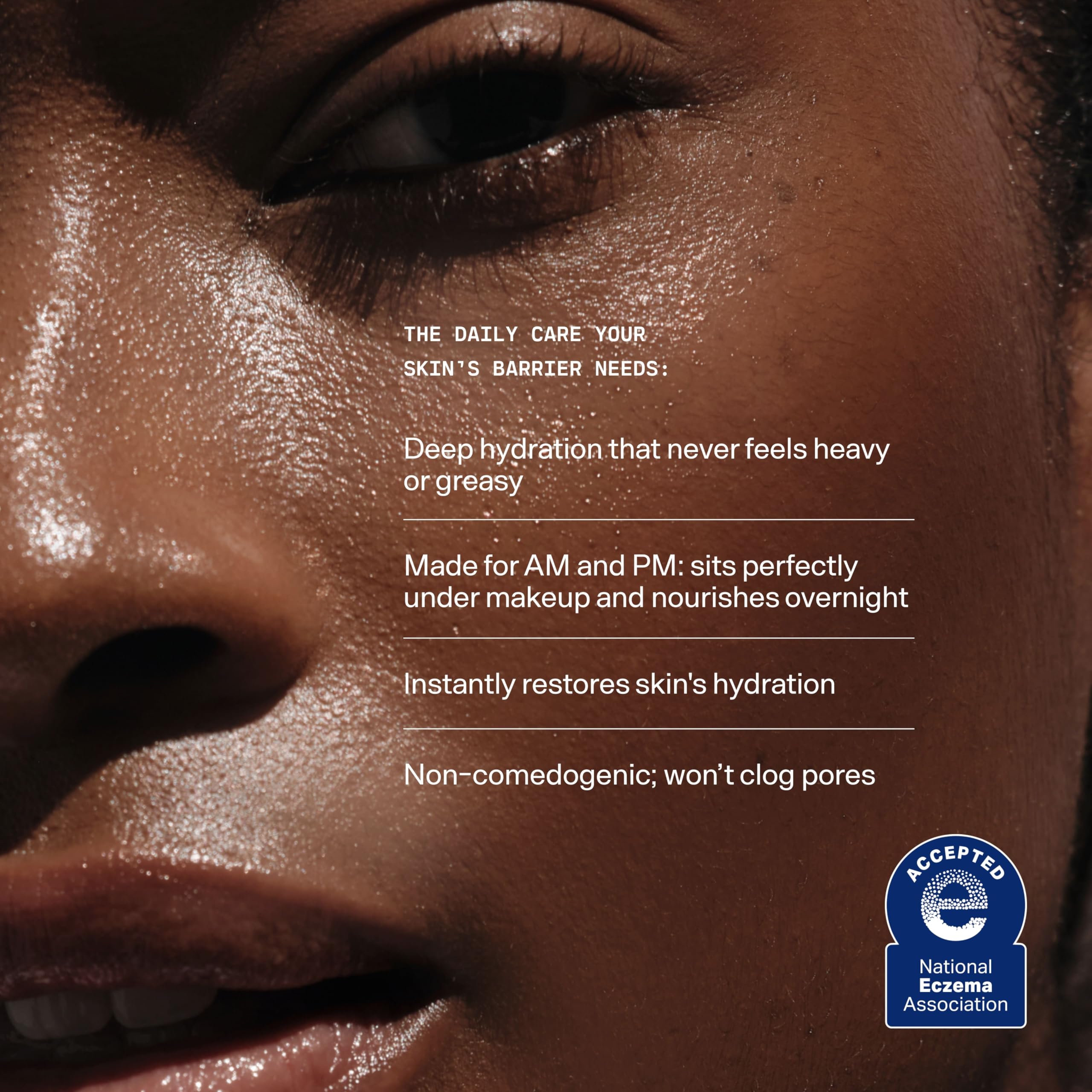 Versed Daily Recovery Rich Barrier Cream on sensitive skin with non-comedogenic, gentle hydration.