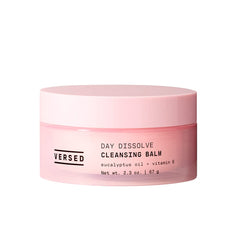 Versed Day Dissolve cleansing balm jar close-up melting makeup for a gentle cleanse.