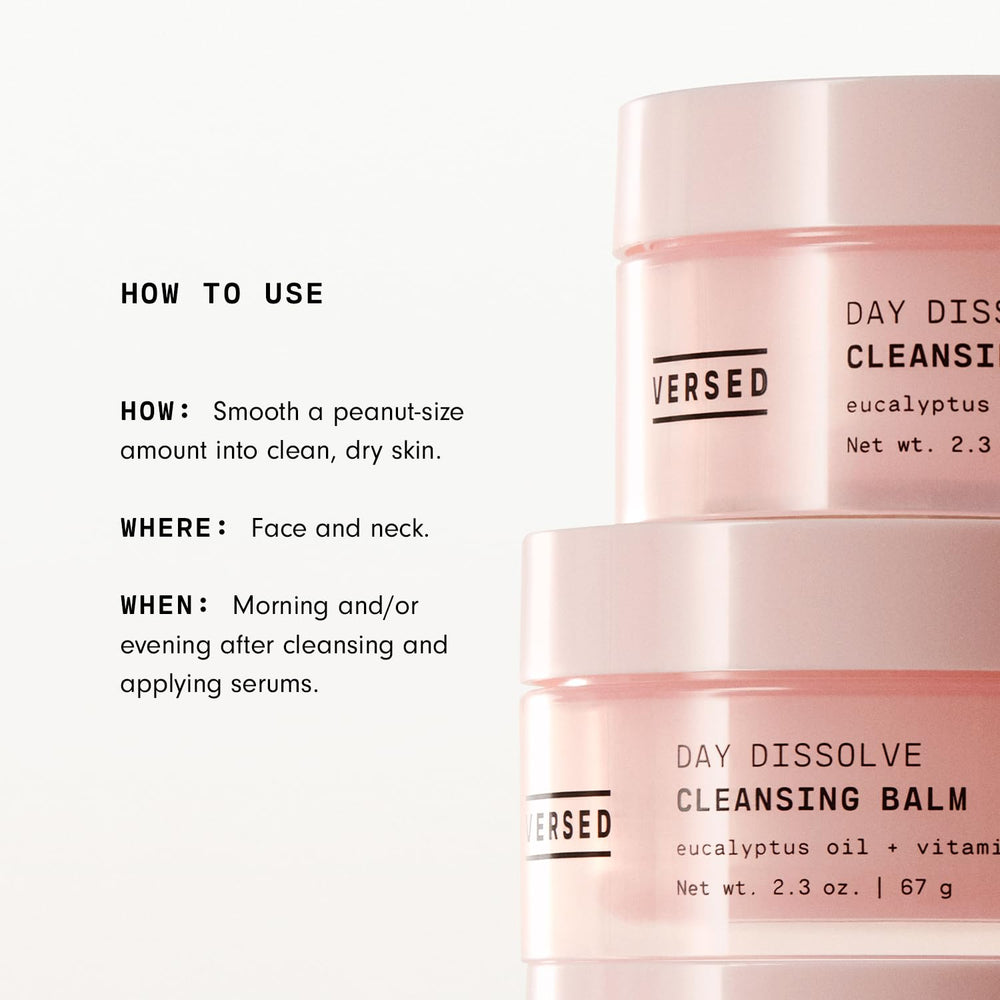 Versed cleansing balm rinses clean with no oily residue.