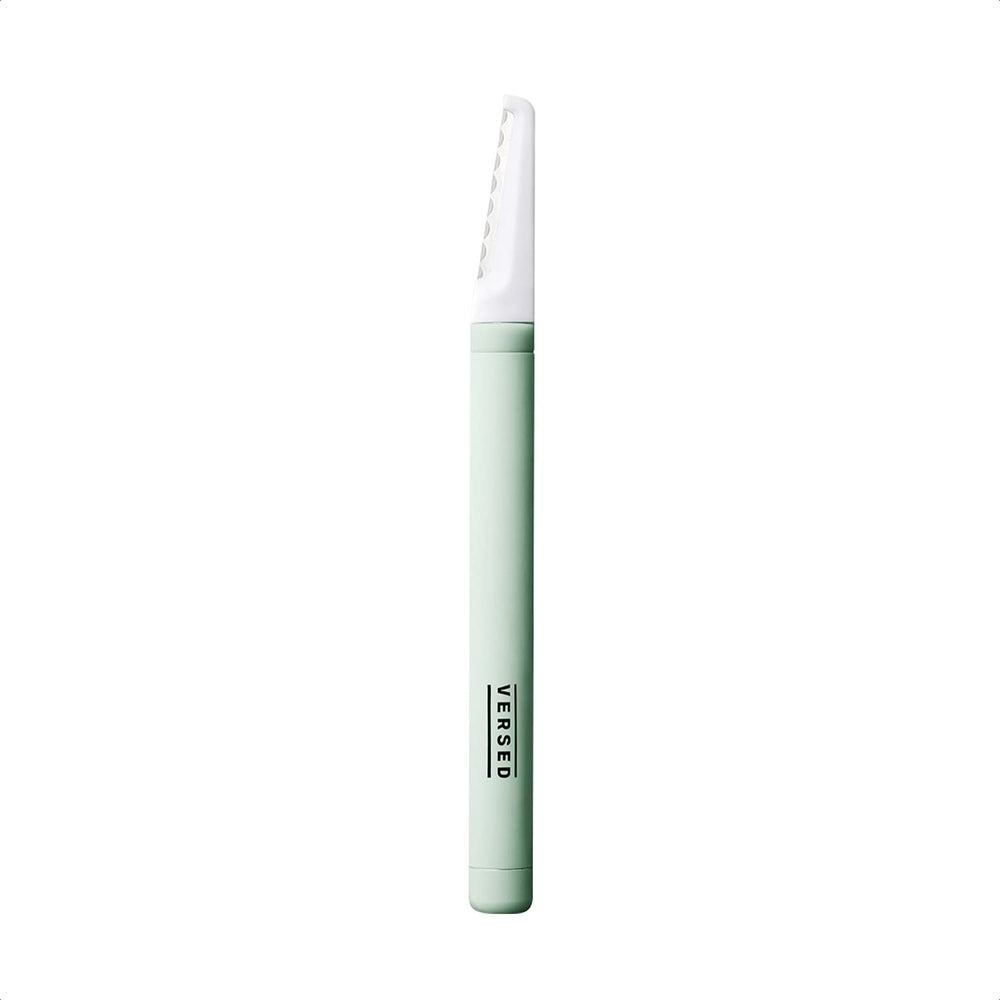 Versed dermaplaning tool handle with slip-free grip for precise exfoliation.
