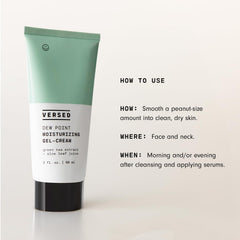 Versed Dew Point Gel Moisturizer packaging front highlights thoughtful formulation
