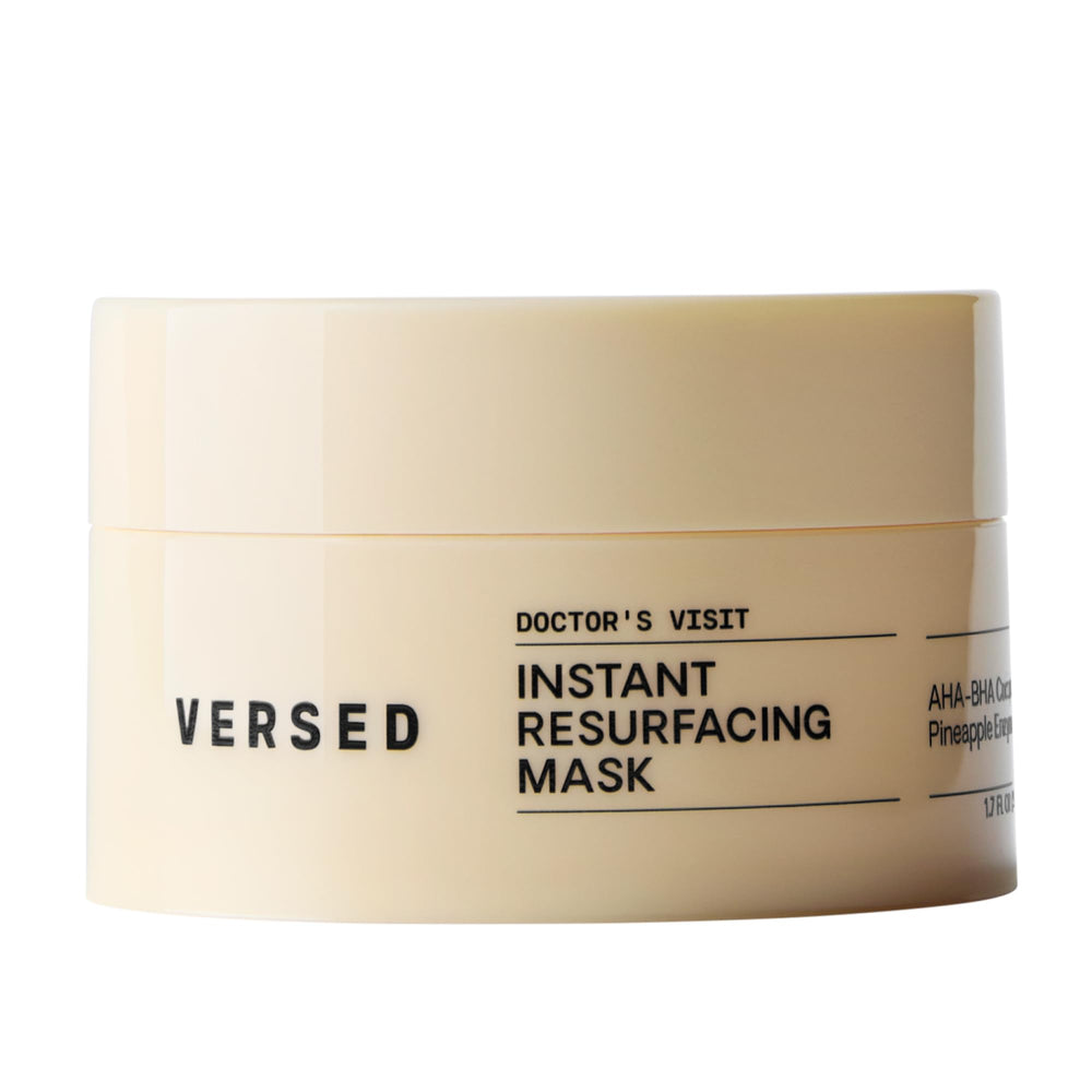 Versed Doctor's Visit mask packaging highlights at-home exfoliation formula.