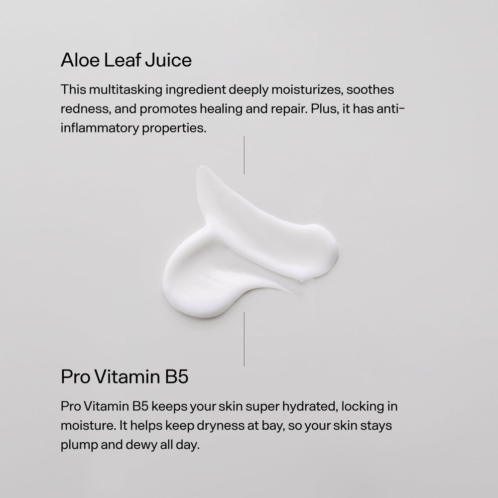 Versed cleanser with aloe leaf image emphasizing soothing hydration for dry skin.