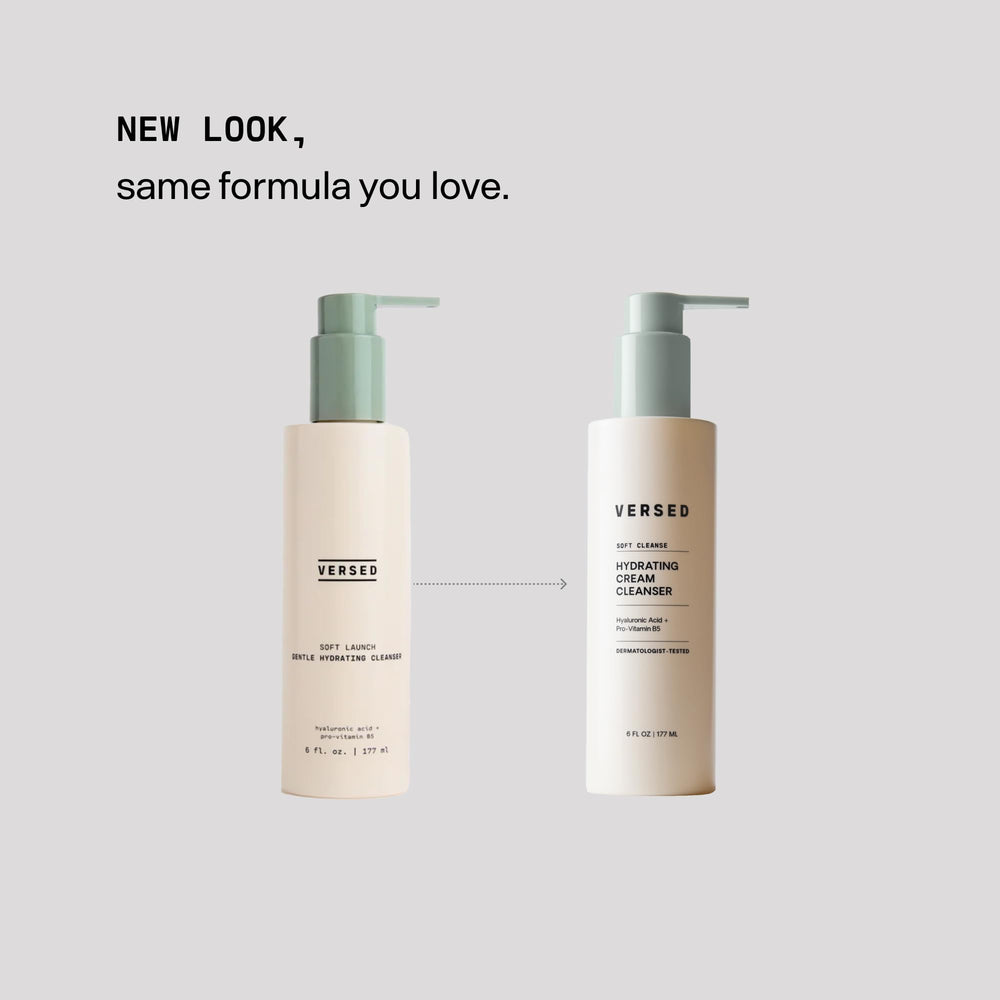 Versed Gentle Hydrating Cleanser dispensing pump shown for easy daily use.