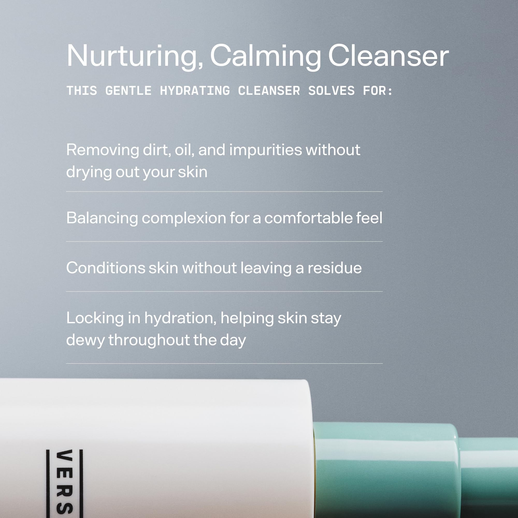 Versed Gentle Hydrating Cleanser foamy lather close-up highlighting gentle cleansing.