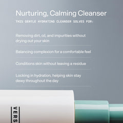 Versed Gentle Hydrating Cleanser foamy lather close-up highlighting gentle cleansing.