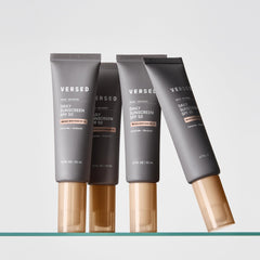 Versed Good Defense Sunscreen packaging made with 30 percent PCR plastic