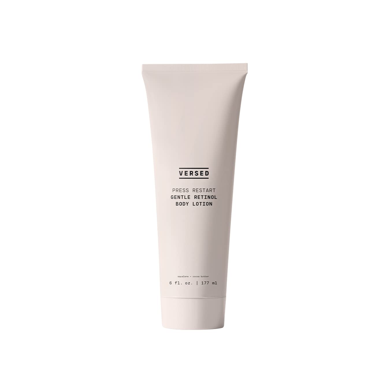 Versed Press Restart bottle with pump for nightly hydration using gentle retinol.