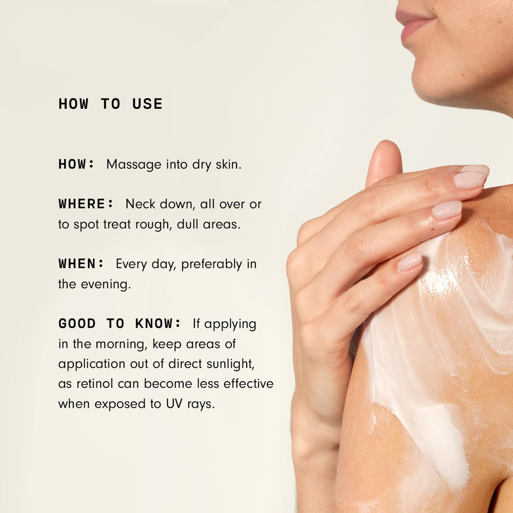 Versed Press Restart on the chest helps refine crepiness and even tone.