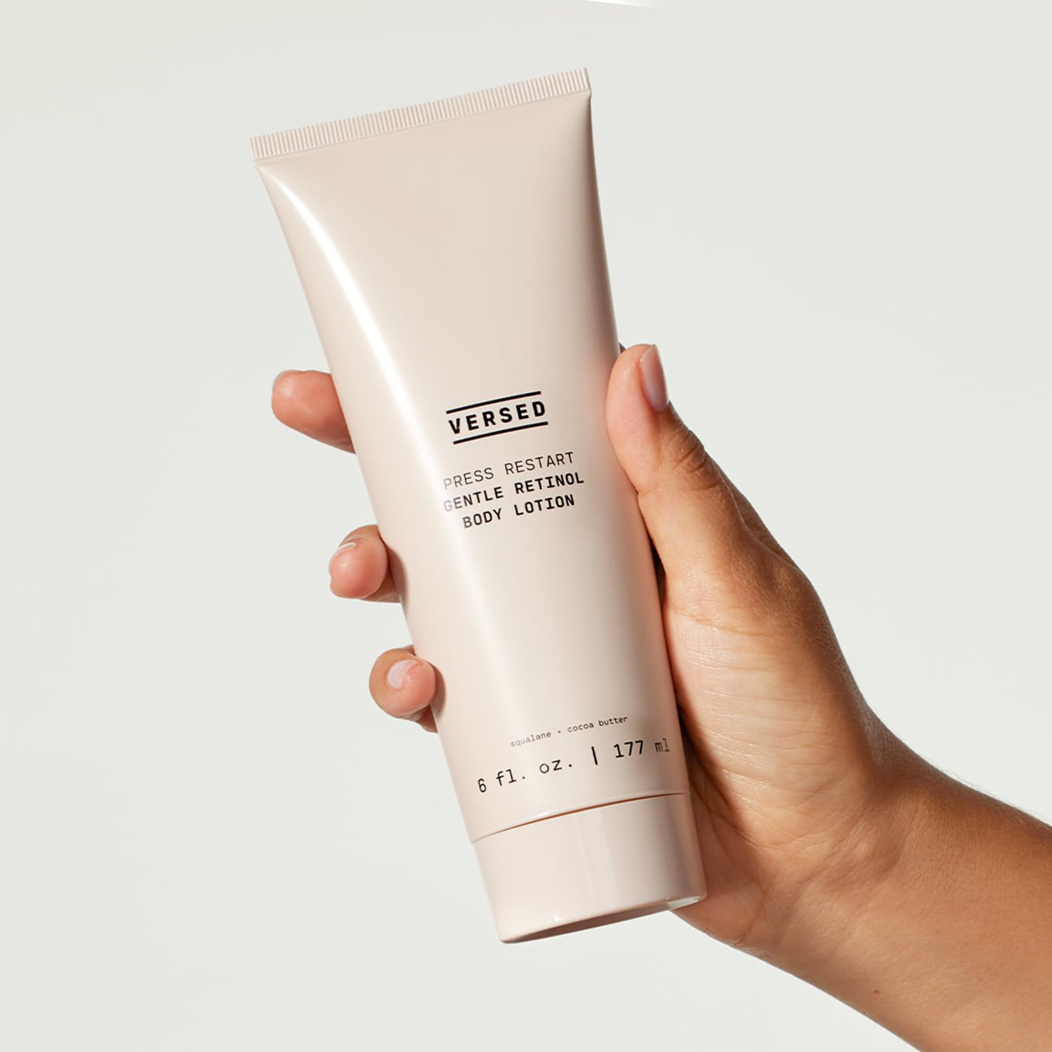 Versed Press Restart dispense shot highlights a light, non-greasy finish.