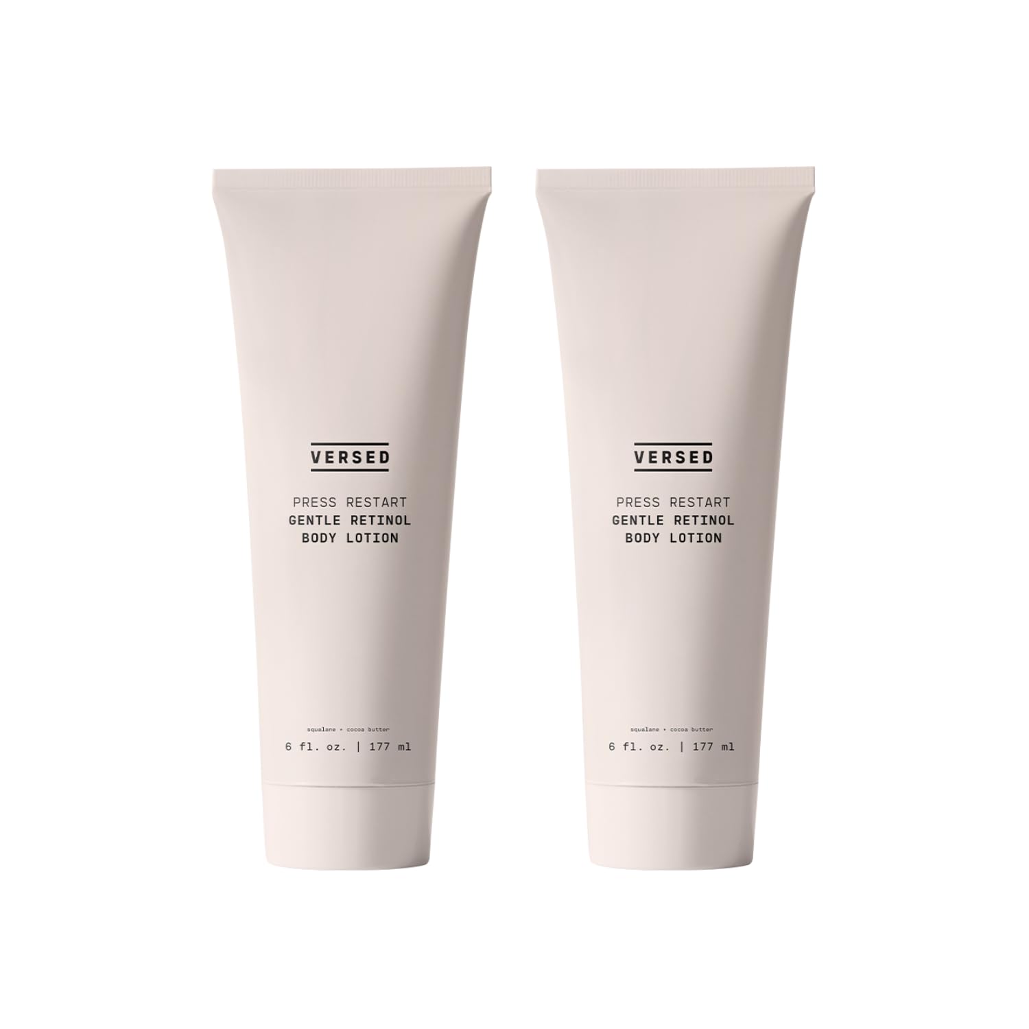 Versed Press Restart retinol body lotion bottle shows easy nightly use