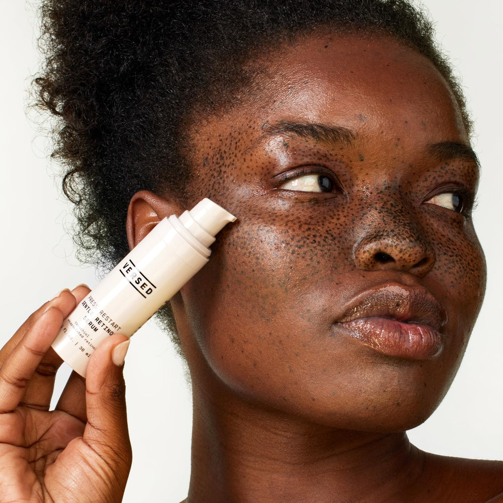 Versed Press Restart serum swirl shows creamy texture ideal for night routines