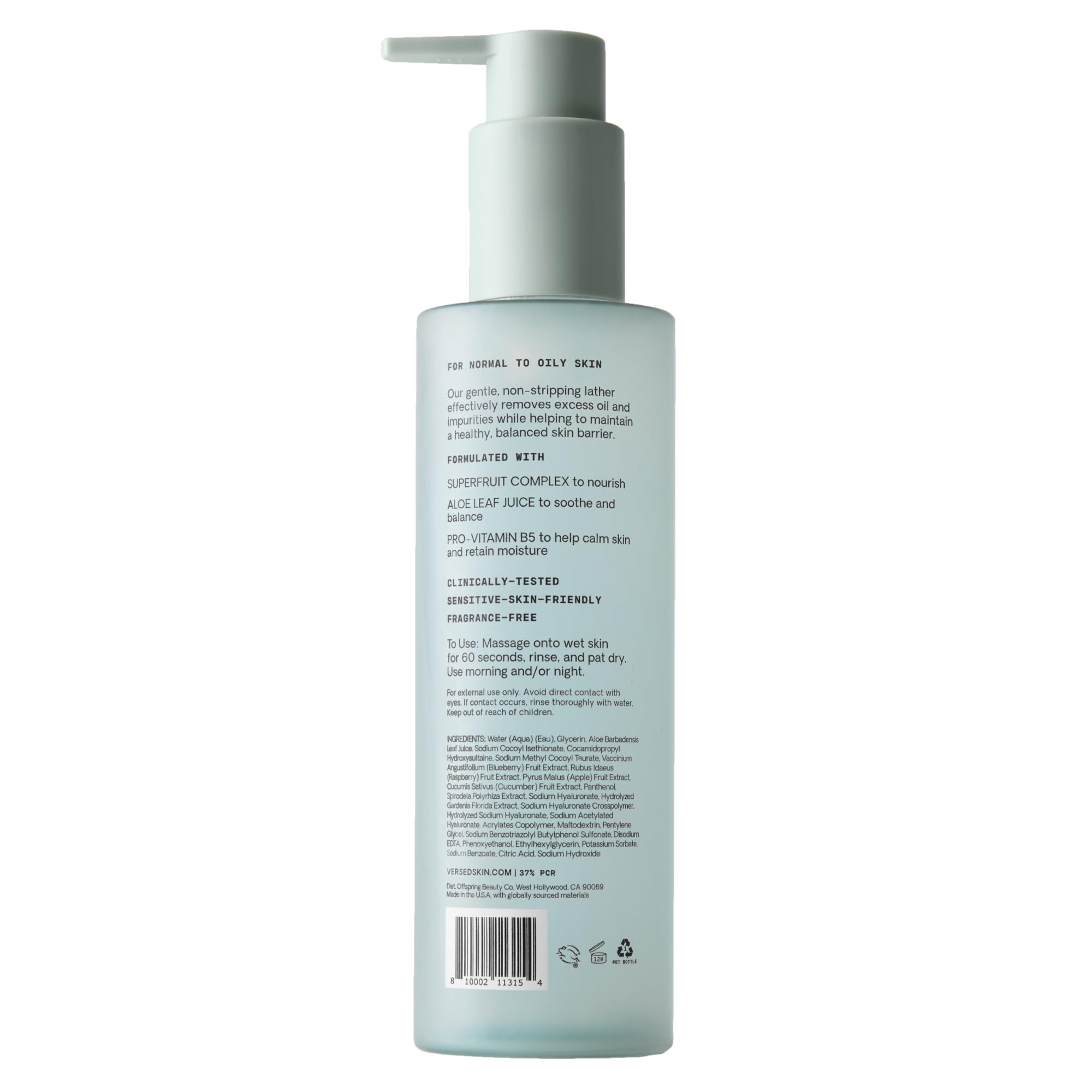 Versed Purist after-use skin shows softer, hydrated look