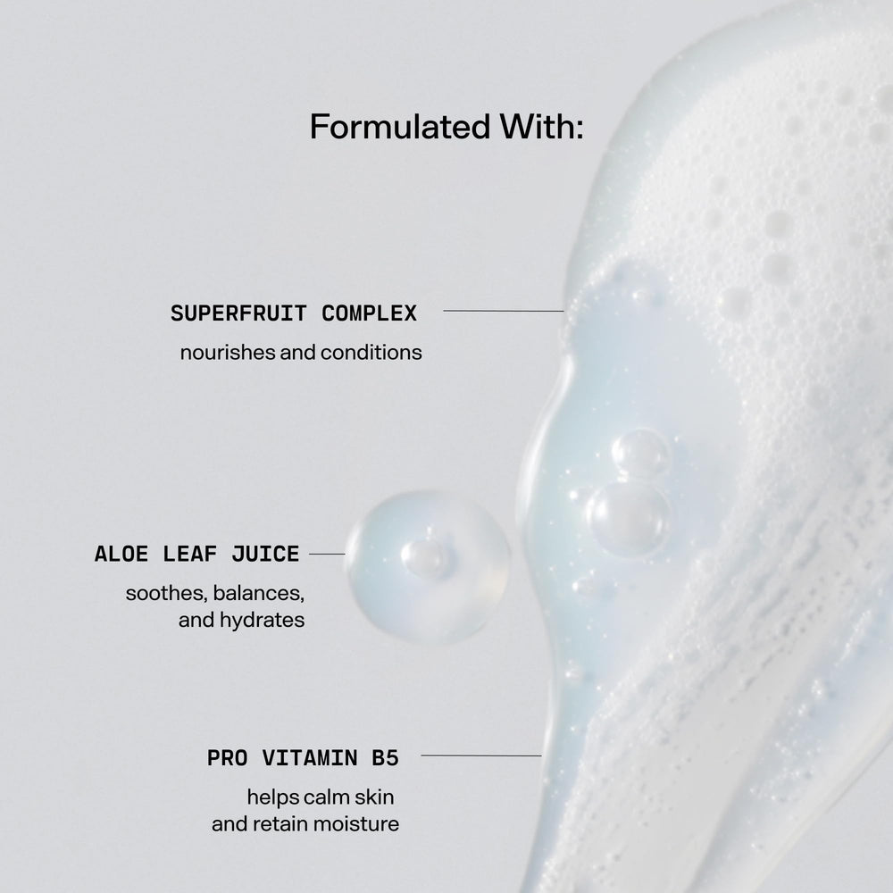 Versed Purist foam texture close-up showing hydrating cleansing action