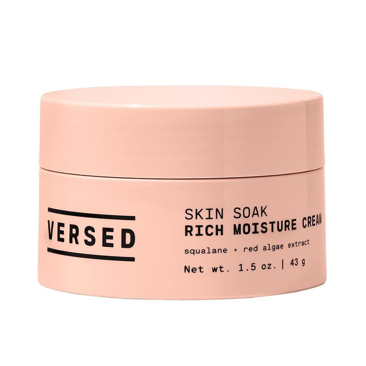 Versed Skin Soak Rich Moisture bottle shown for daily hydration and non-greasy feel