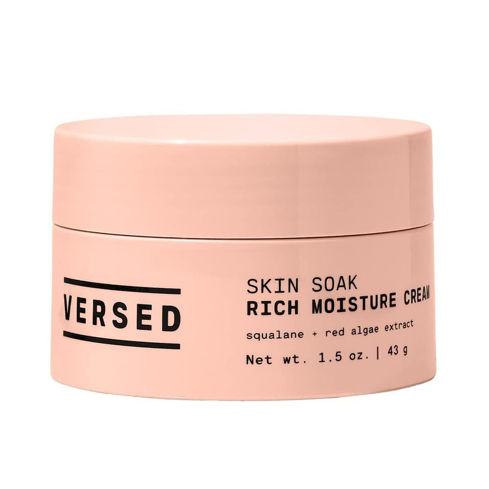 Versed Skin Soak Rich Moisture bottle delivering deep hydration for dry skin.