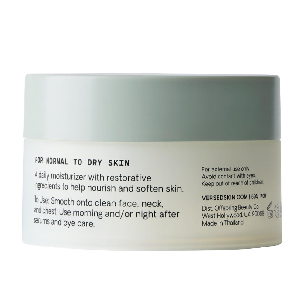 Versed Skin Soak Rich Moisture face cream vegan cruelty-free logo signals clean beauty promise