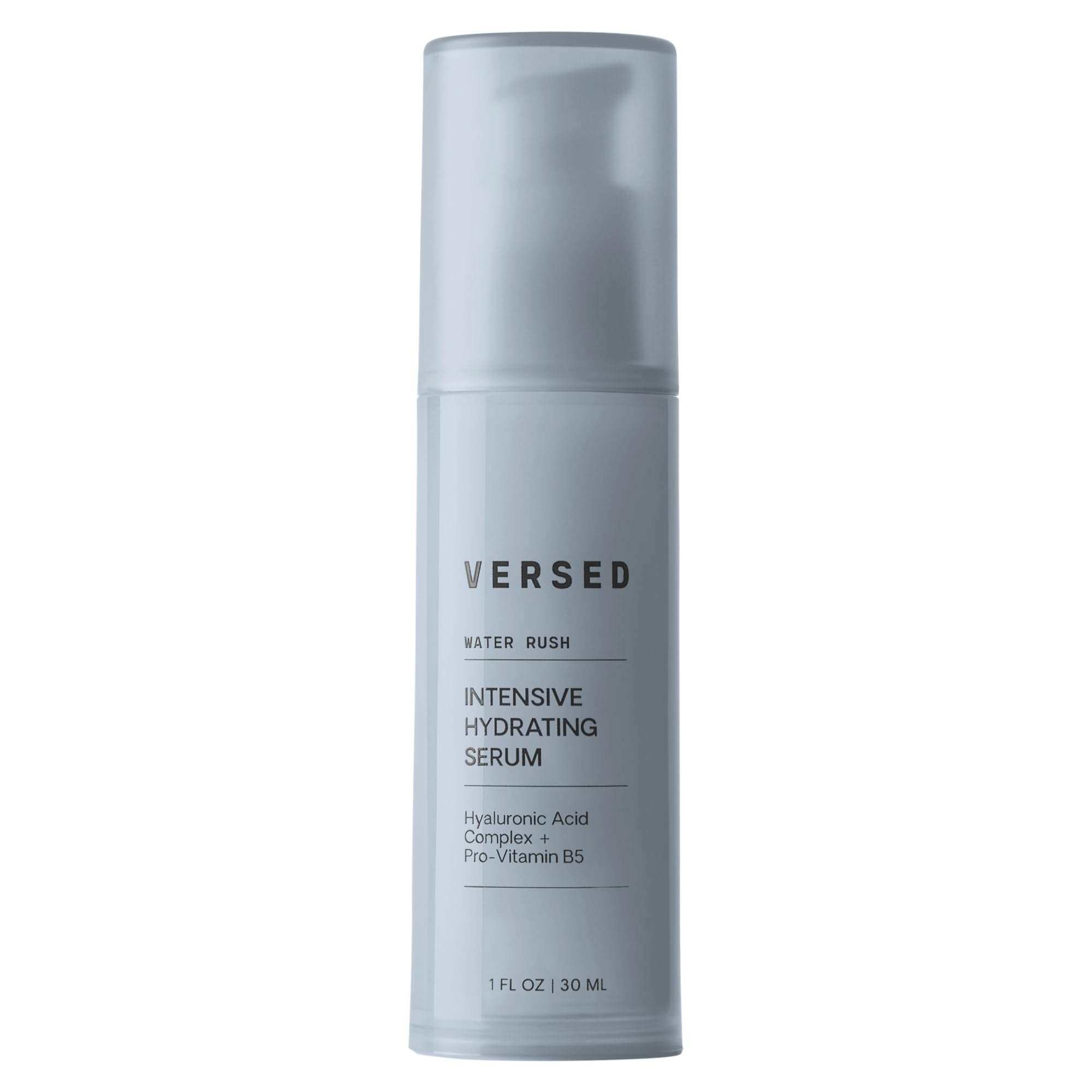 Versed Water Rush bottle pump shows quick daily hydration