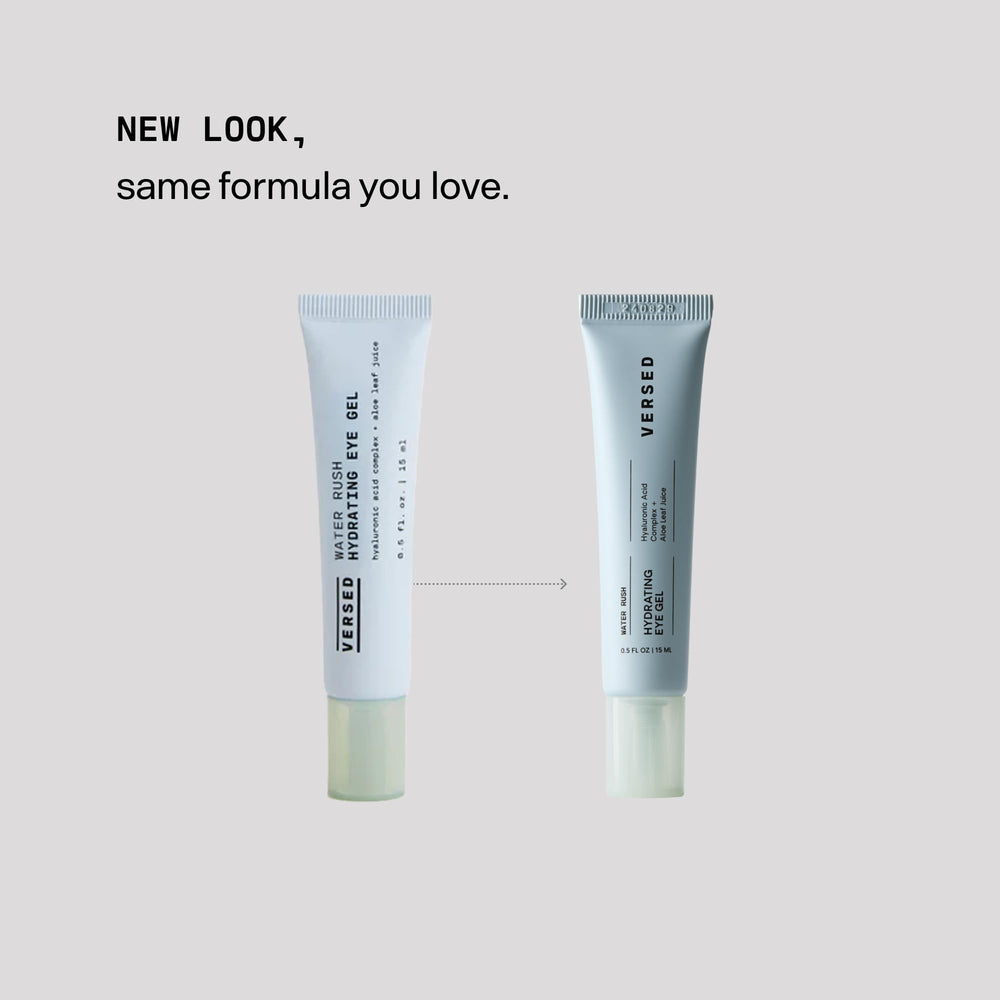 Dispensing Versed Water Rush Eye Gel for quick absorption demonstration.