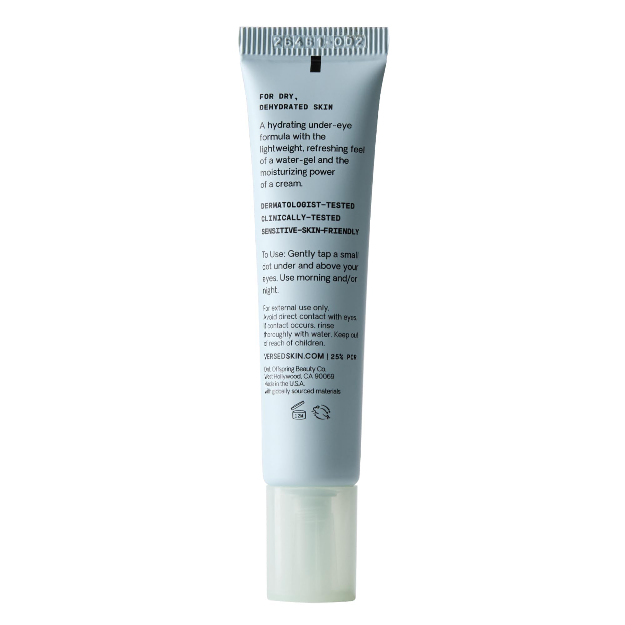 Eye gel applied before makeup for a smooth, makeup-ready under-eye with Versed.