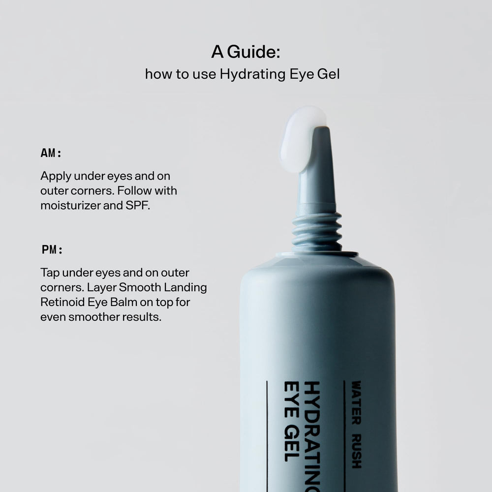 Texture close-up of Versed Water Rush Eye Gel, a refreshing gel-cream hybrid.