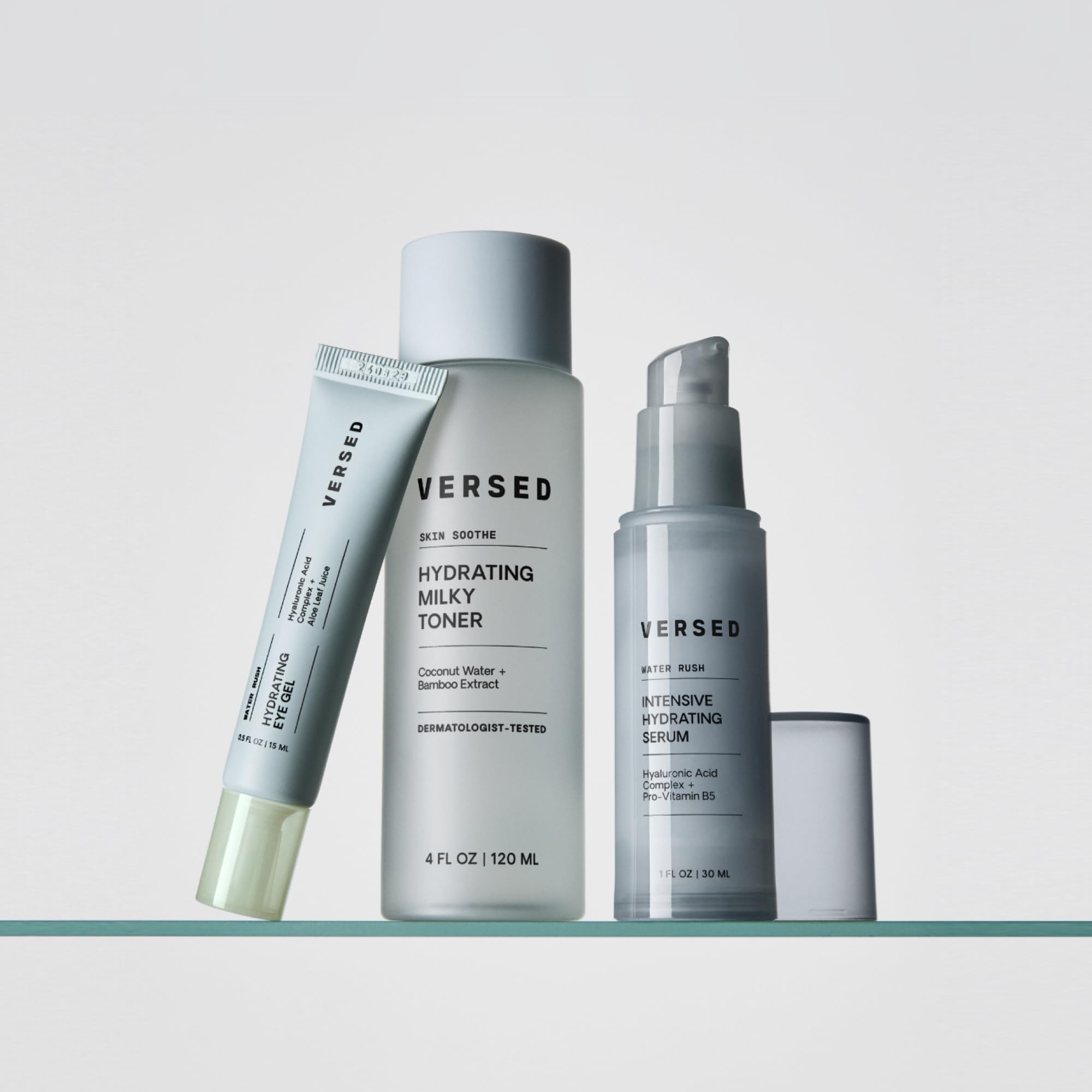 Illustration of hyaluronic acid weights in Versed Water Rush Eye Gel.