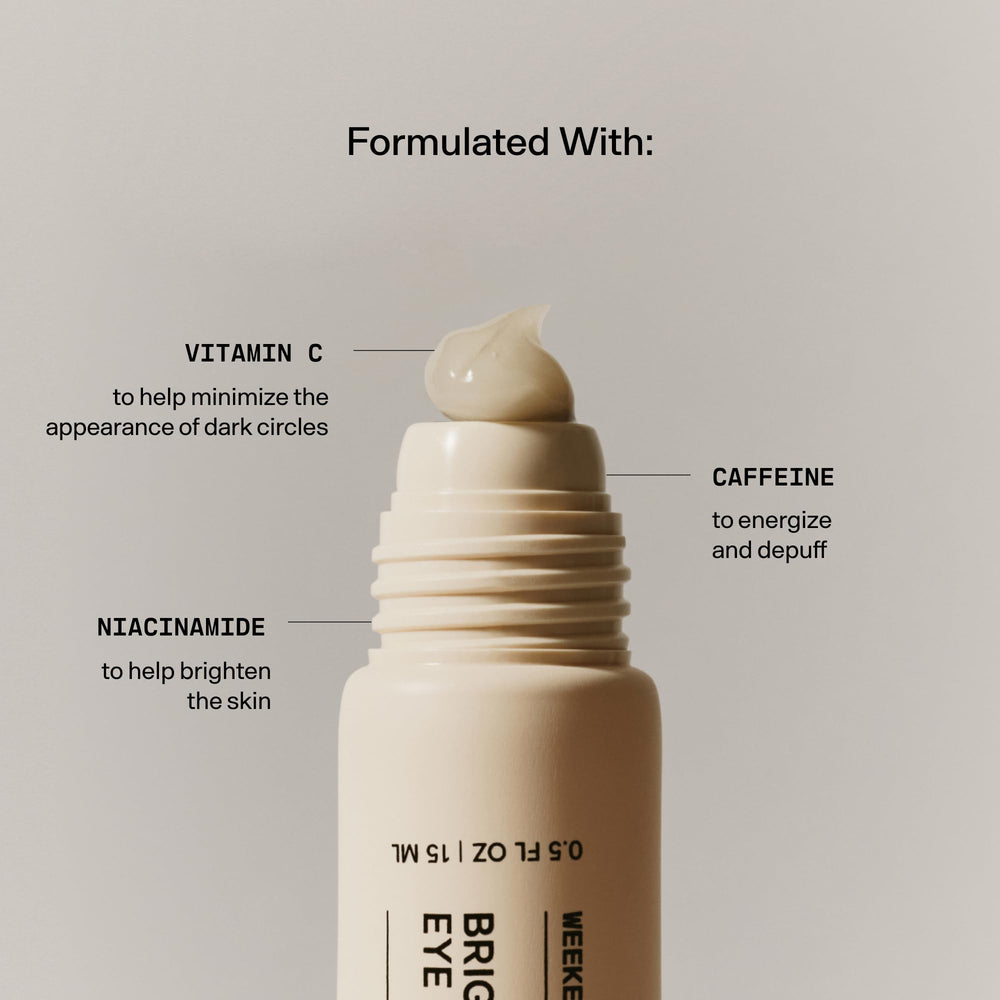 Versed Weekend Glow Eye Gel packaging photo highlights 14% post-consumer recycled plastic.