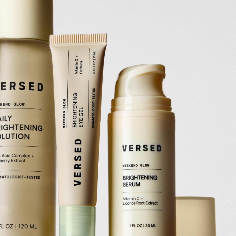 Versed Weekend Glow Eye Gel under-eye application demonstrates fast-absorption and makeup-ready base.