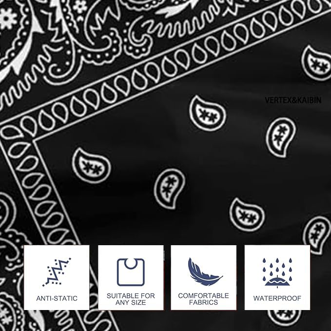 VERTEX&KAIBIN barber cape black paisley design adds a professional look.