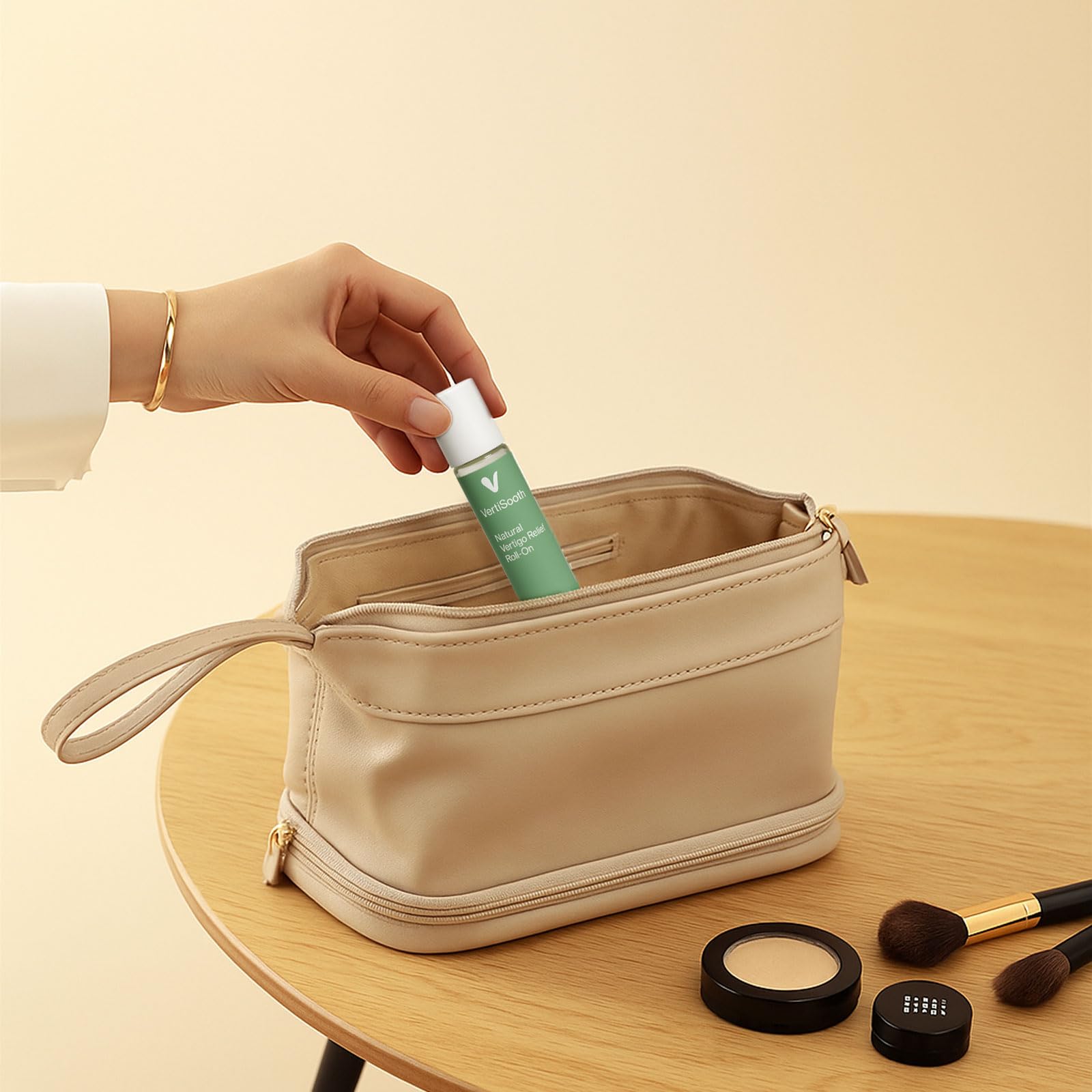VERTISOOTH travel-friendly Vertisoothe roll-on for quick relief while traveling.