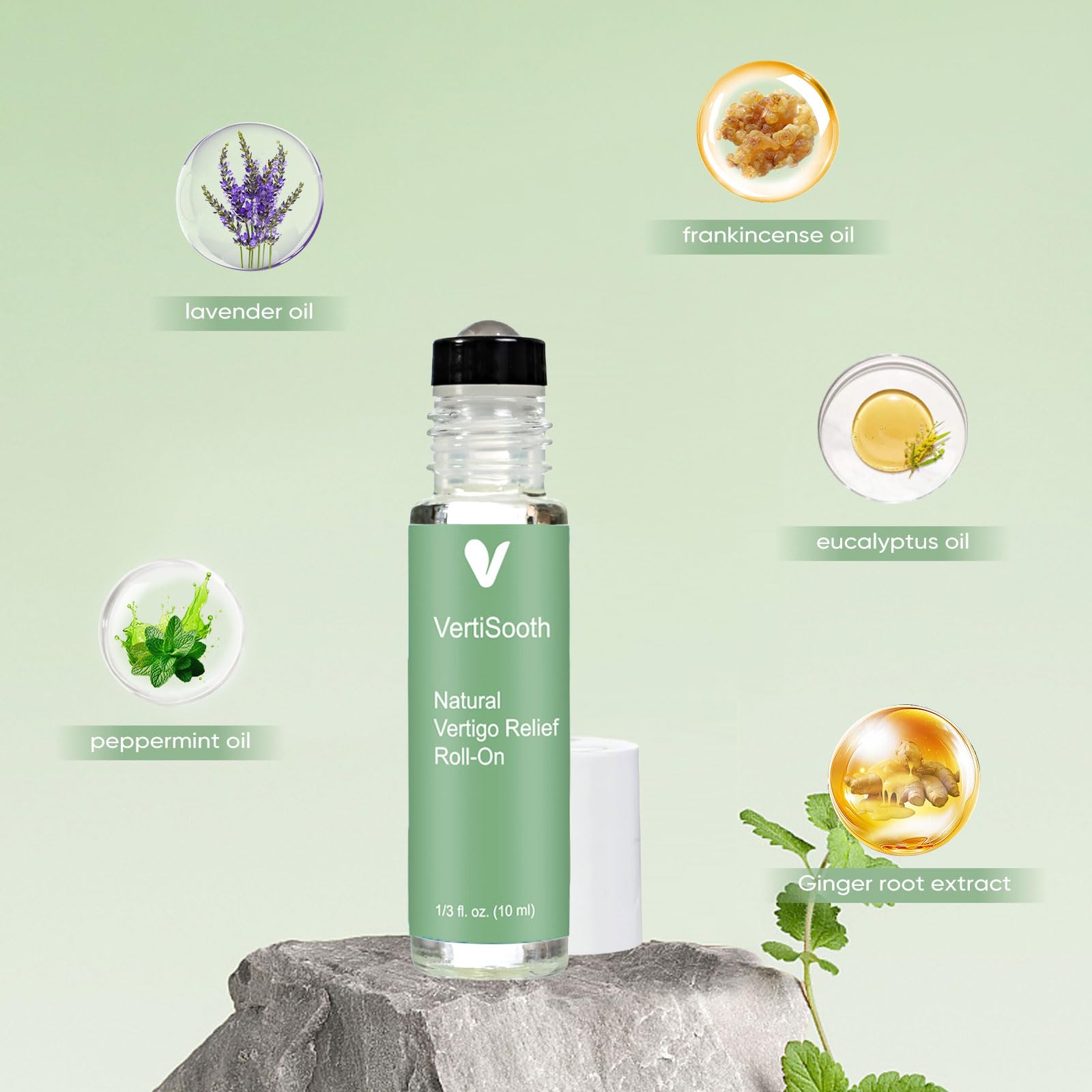 VERTISOOTH Vertisoothe roller applying to temples for fast, calming relief.