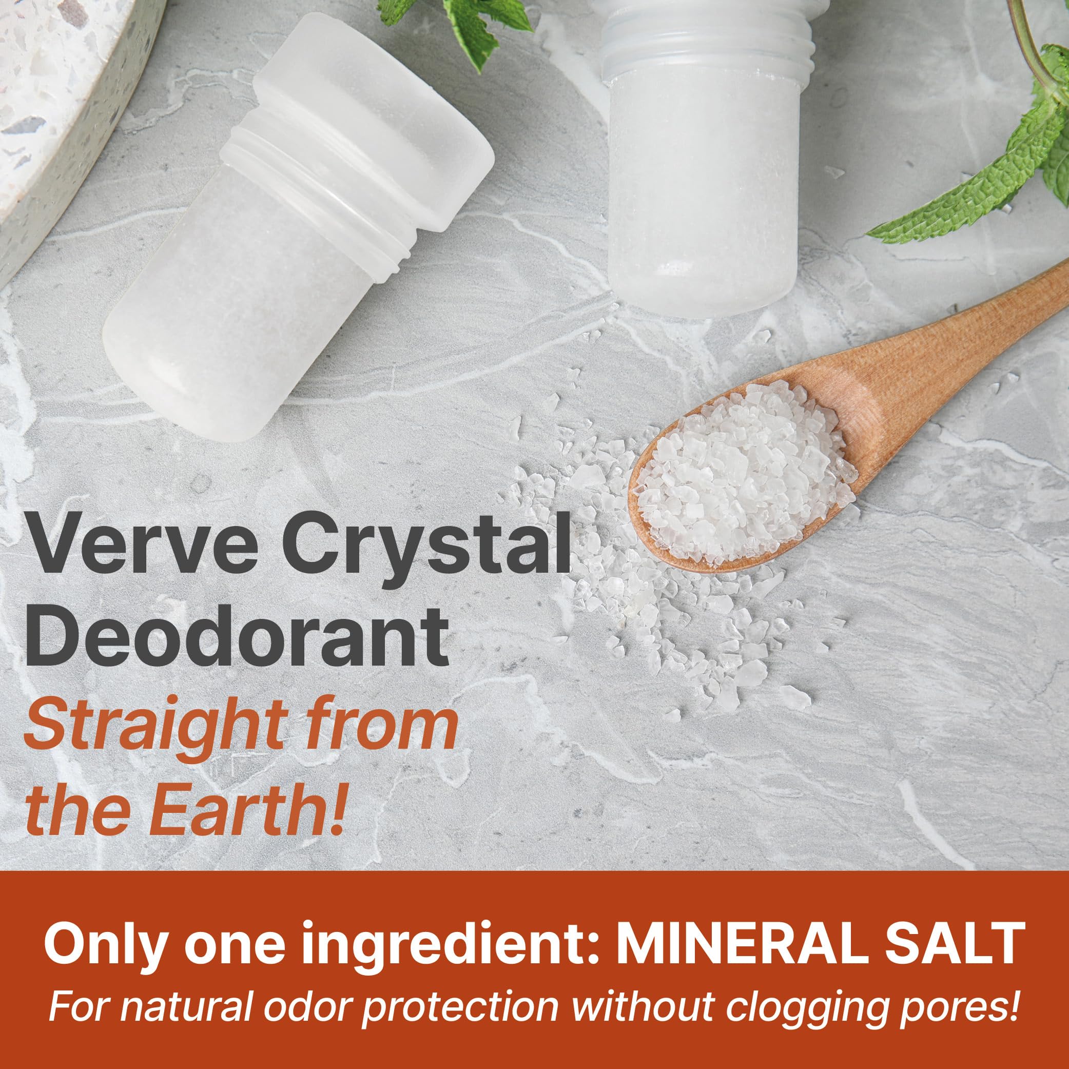 Verve CULTURE alum stone roll-on demonstrates clean, residue-free underarm refreshment.