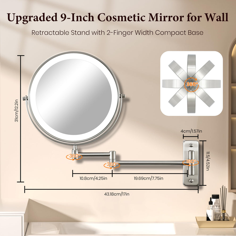 VESAUR rechargeable 5000mAh mirror for cordless everyday use