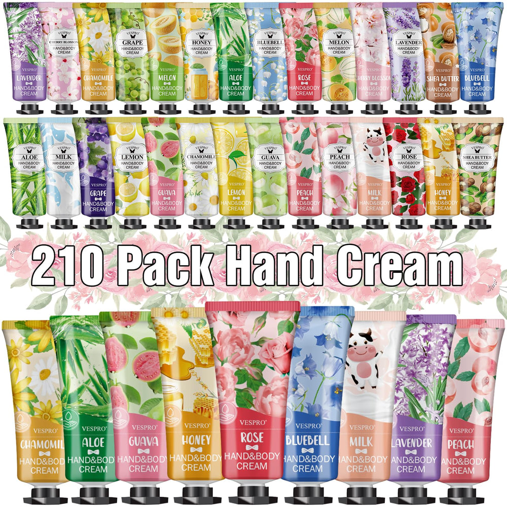 VESPRO 210-pack hand cream gift set with all-scent bottles for daily variety and gifting.