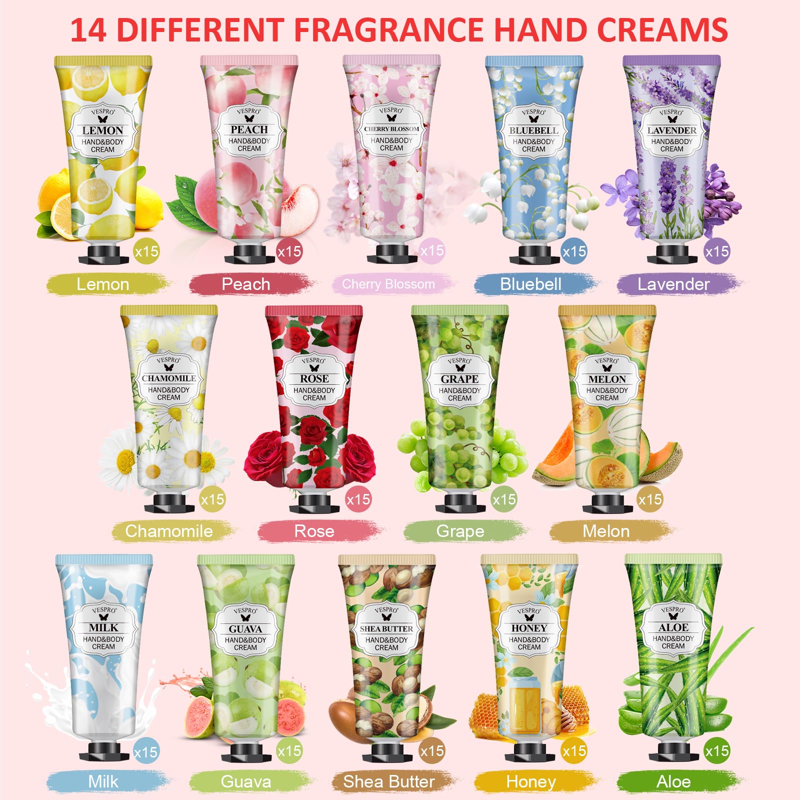 VESPRO cherry blossom-scent hand cream for light floral fragrance and moisture.