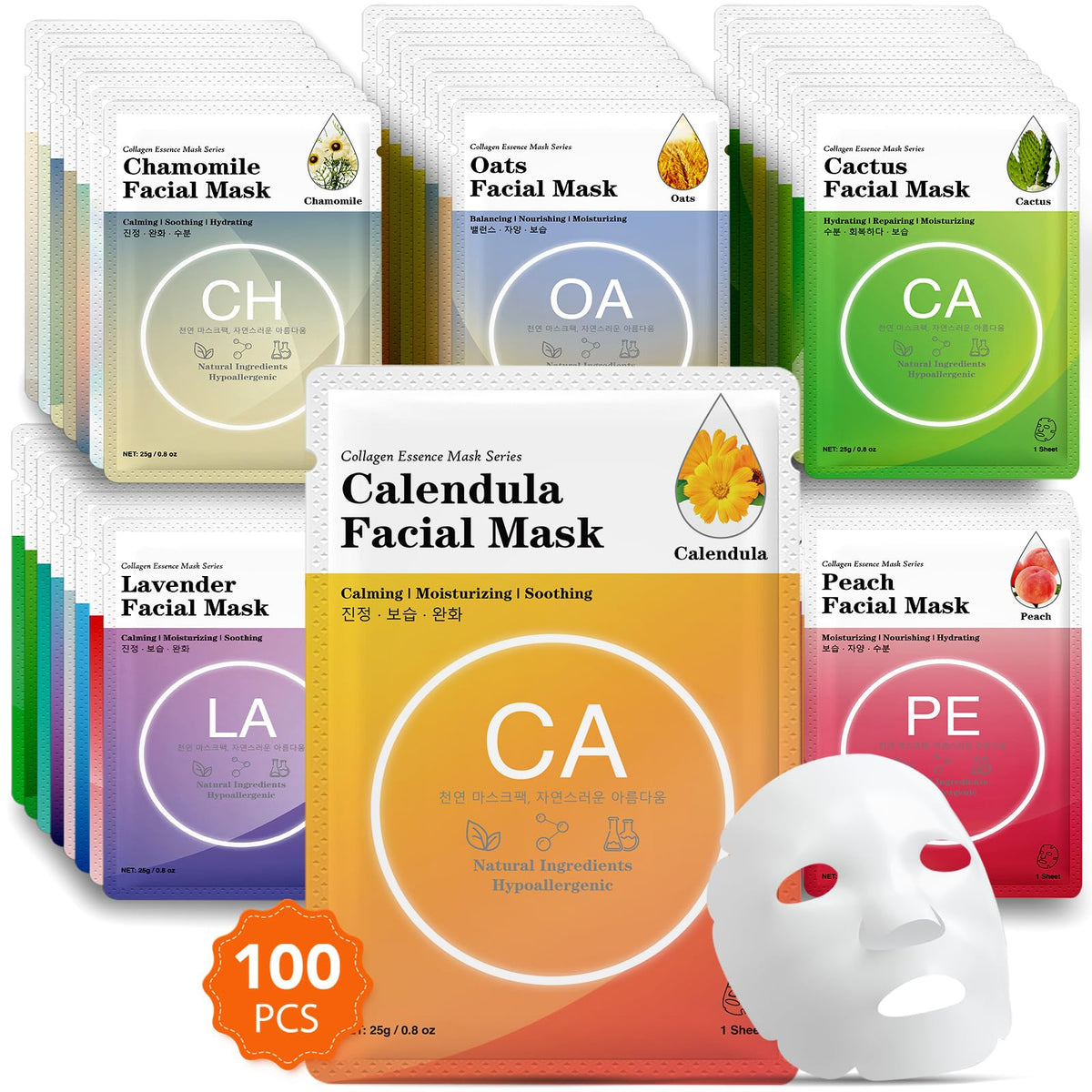 VESPRO collagen essence sheet mask packaging showcasing bulk value and hydration-ready sheets.