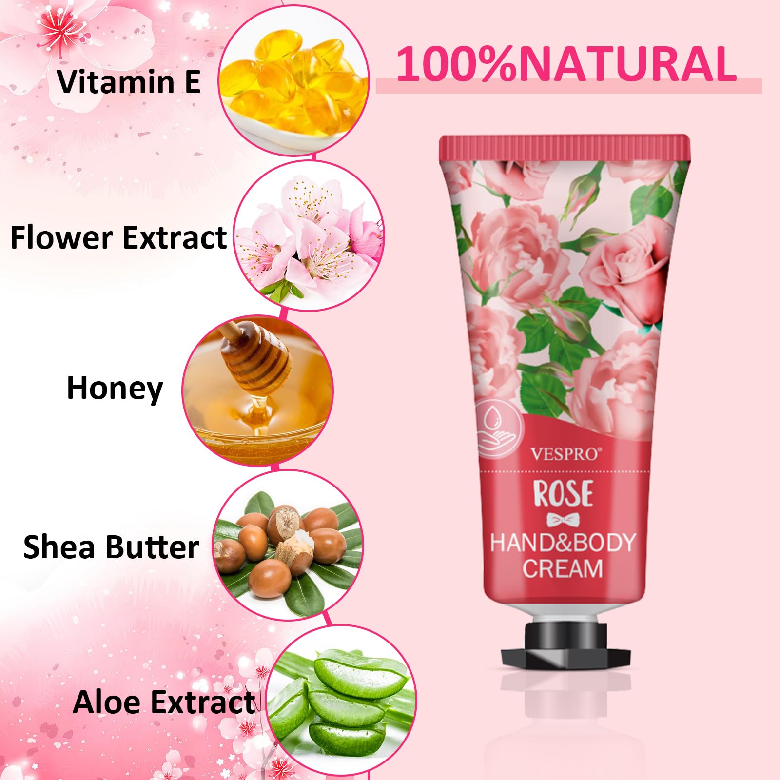 VESPRO hand cream mini travel-size bottles for on-the-go moisture.