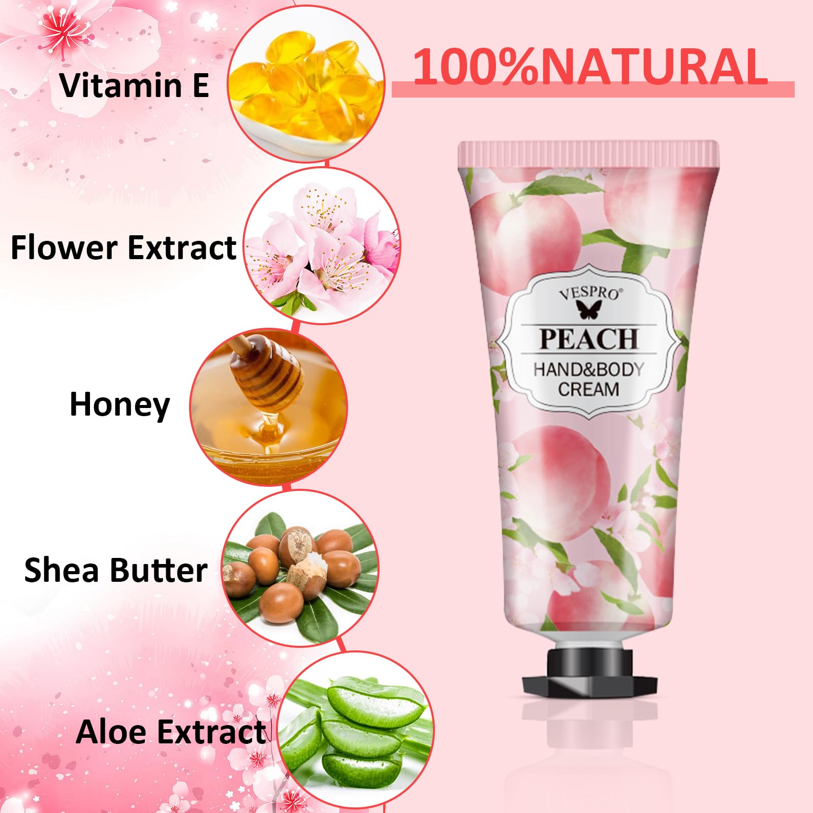 VESPRO hand cream scent collection layout with 14 aromas for daily use