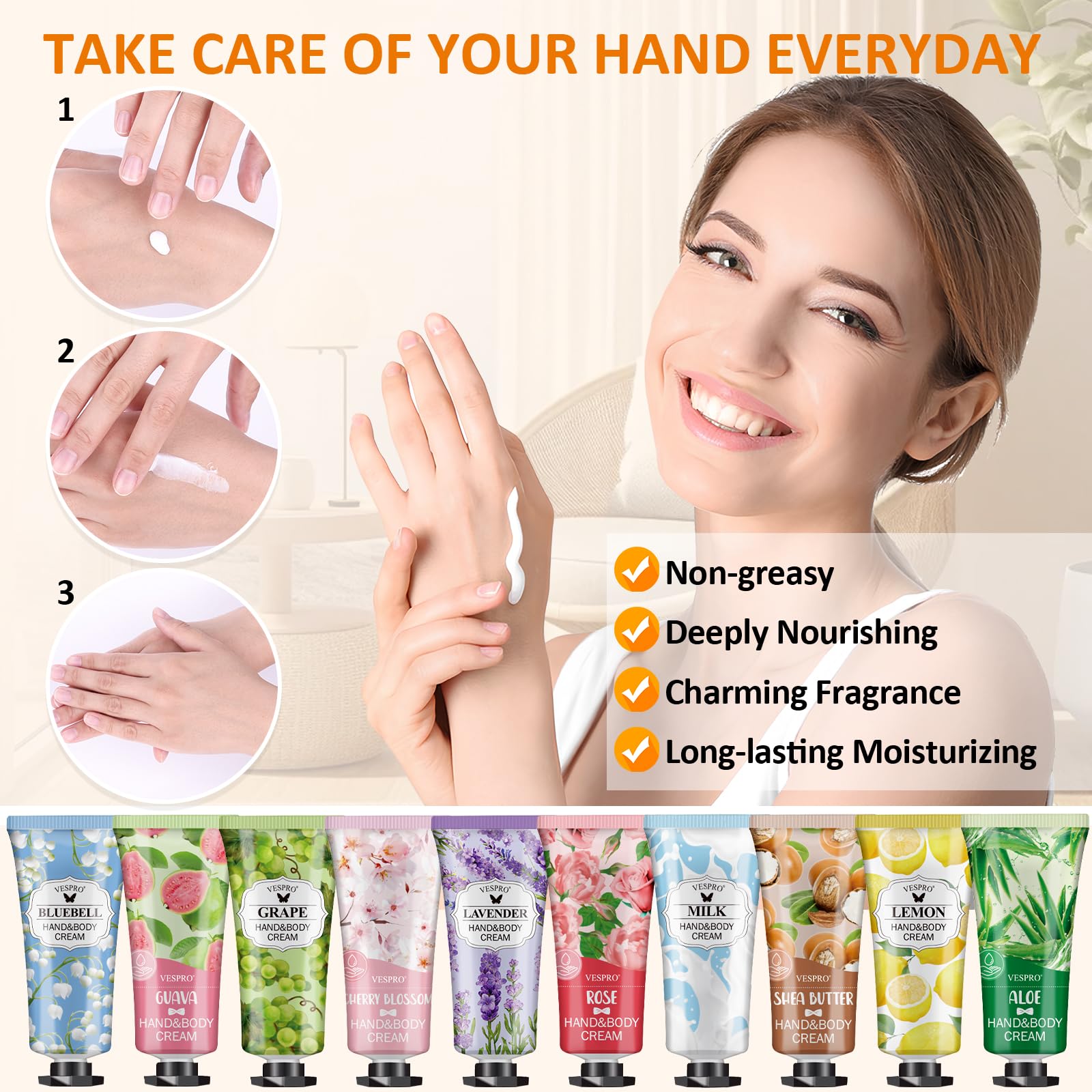 VESPRO travel-size hand cream compact fits bags for on-the-go hydration.