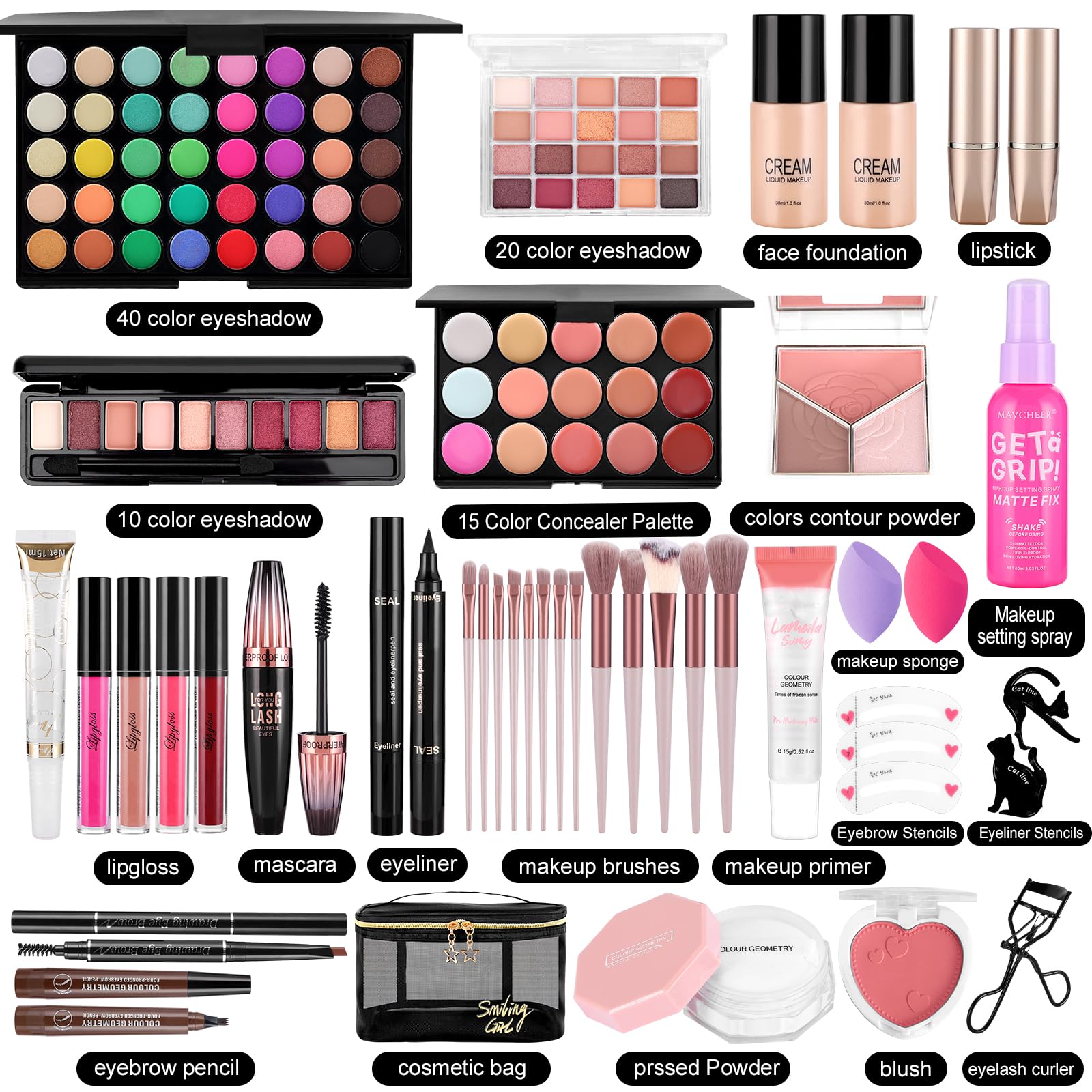 VESPRO 20-color portable eyeshadow palette for on-the-go, easy touch-ups.