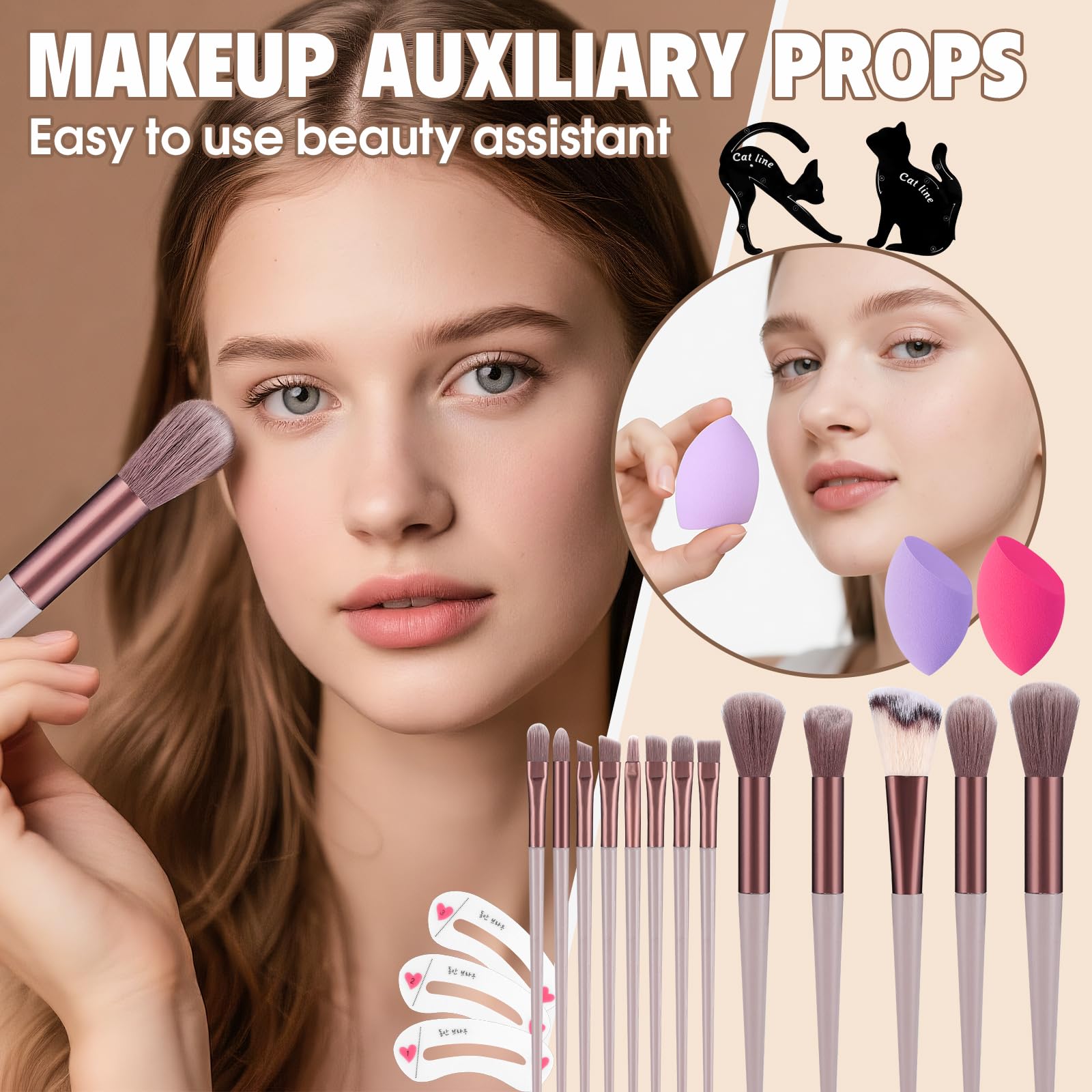 VESPRO makeup brushes set for precise application and professional-looking results.