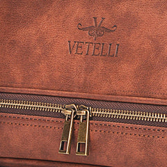Vetelli Classic Leather Dopp Kit lower compartment with organized space.