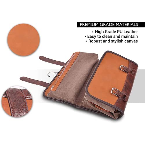 Vetelli Leather Toiletry Bag organized layout supports quick grooming routine.