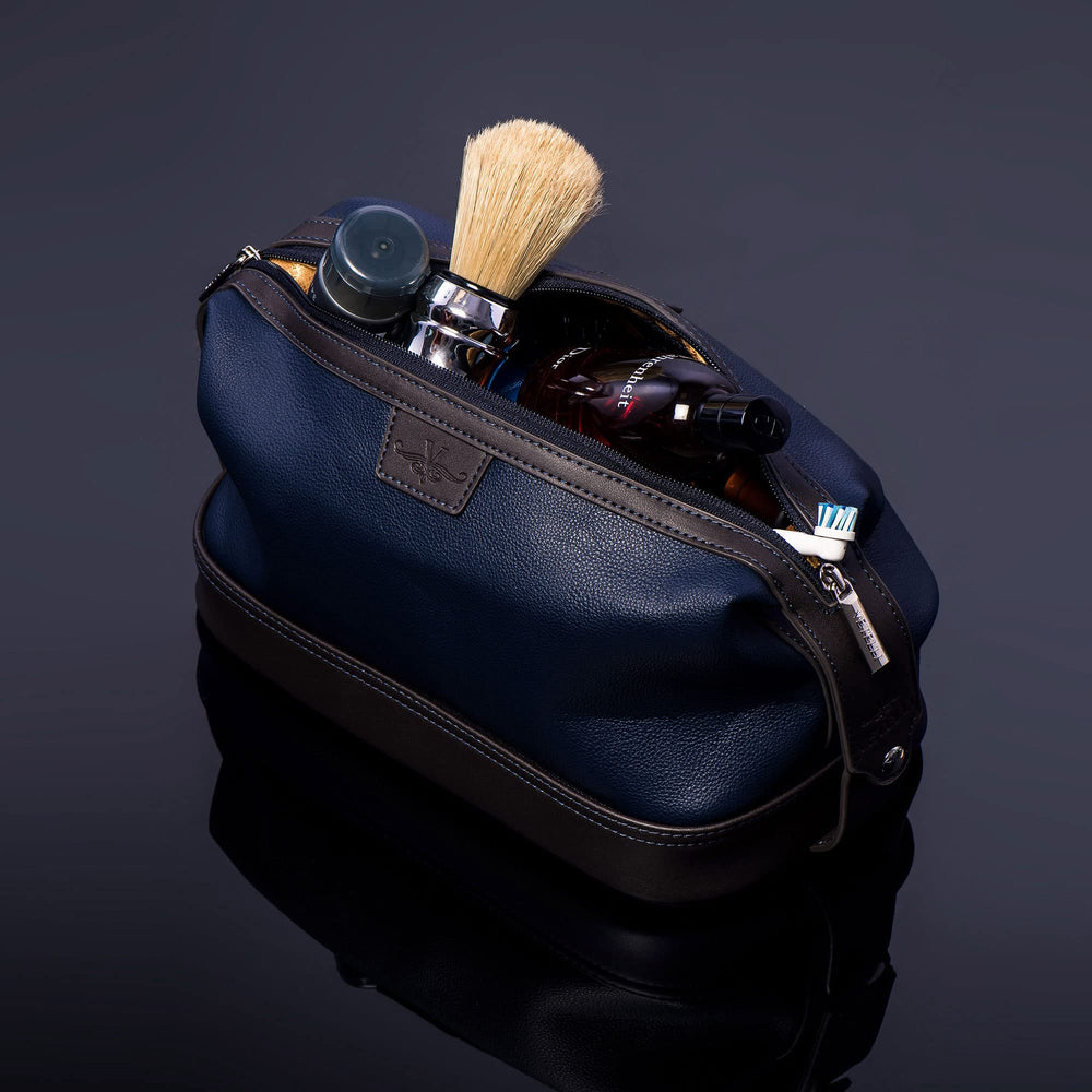 Vetelli Leo lower zippered compartment stores larger bottles and tubes.