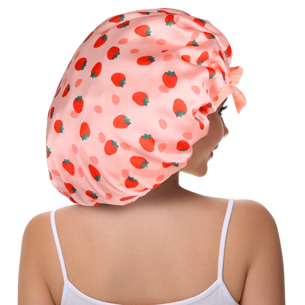 Vettres adjustable-band satin bonnet demonstrates secure fit for different head sizes