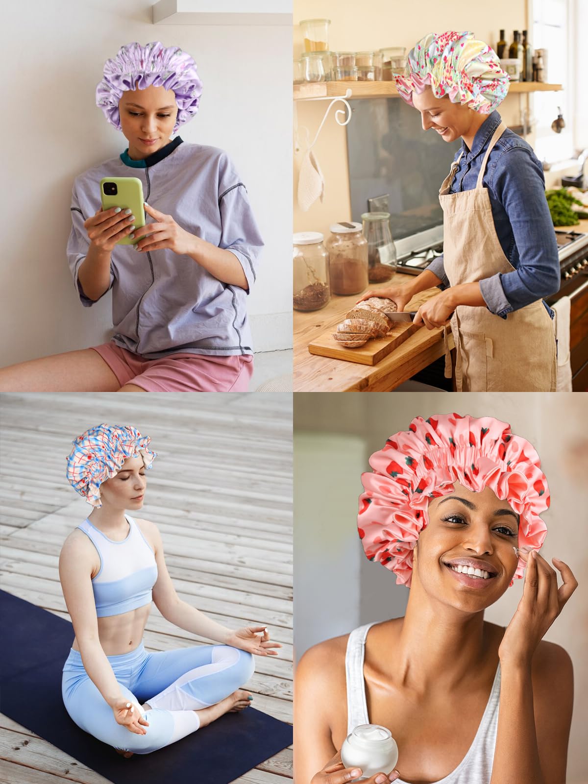Vettres bonnet lightweight silky feel suggests comfortable all-night wear.