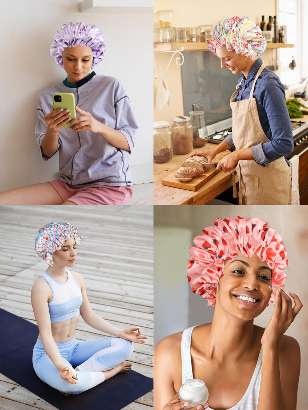 Vettres bonnet lightweight silky feel suggests comfortable all-night wear.