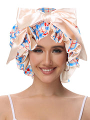 Vettres double-layer satin cap curly-hair fit ensures secure coverage while sleeping